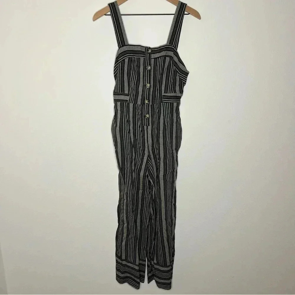 Fashion on Earth Boho Linen Striped Sleeveless Jumpsuit